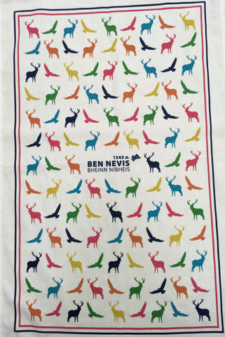 Ben Nevis 1345m Stag and Eagle Tea Towel